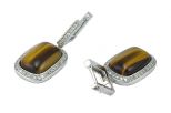 Серьги  тигровый глаз  с фианитами. Вес 8,6 гр.