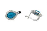 Серьги бирюза с фианитами. Вес 8,0 гр.
