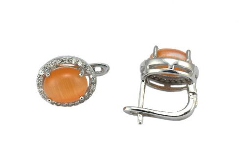 Серьги из серебра 925 пробы с кошачьим глазом.