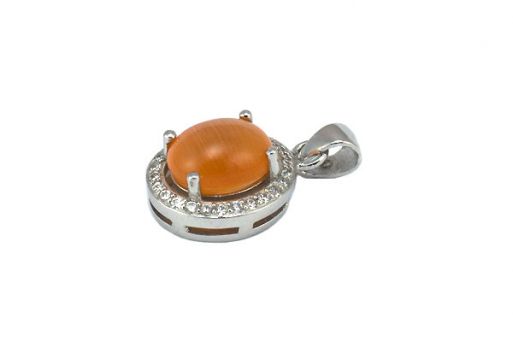Кулон из серебра 925 пробы с кошачьим глазом.