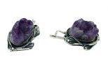 Серьги из серебра с аметистом щетка 13х21 мм 53704