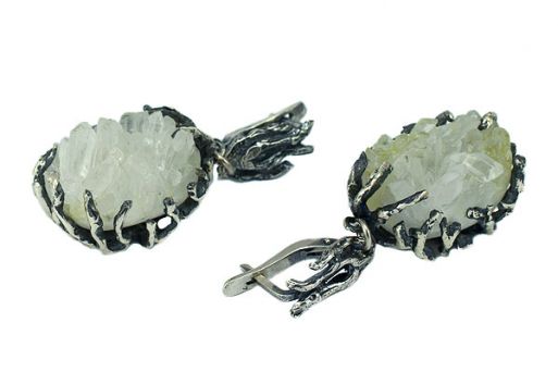 Серьги из серебра 925 пробы с Горным хрусталем. 