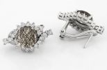 Серьги из серебра с кварцем и турмалином и фианитами круг 10 мм 53727