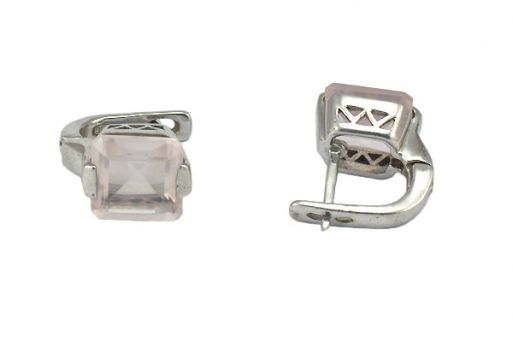 Серьги из серебра 925 пробы с розовым кварцем.