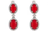Серьги из серебра с кораллом красным и фианитами овал 8х11 мм и 6х9 мм 53774