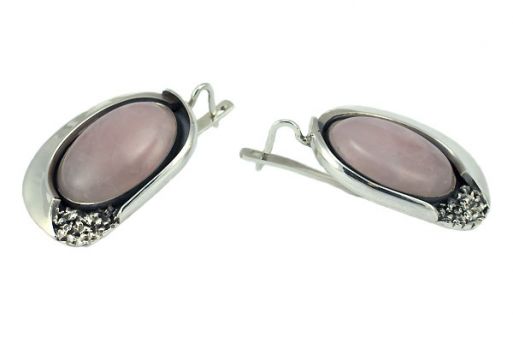 Серьги из серебра с Розовым кварцем