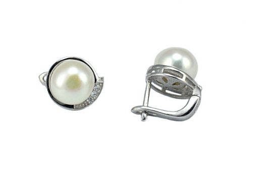 Серьги из серебра 925 пробы с жемчугом.
