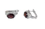 Серьги из серебра с гранатом и фианитами овал 8х10 54173