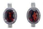 Серьги из серебра с гранатом и фианитами овал 8х10 54173