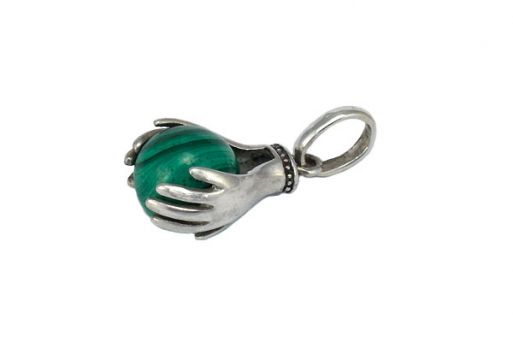 Серебряный кулон с шариком из Малахита.