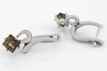 Серьги из серебра с раухтопазом квадрат 6х6 мм 54414