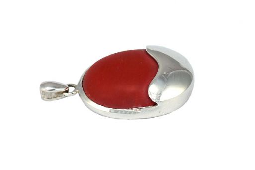 Серебряный кулон с кораллом 54498 купить в магазине Самоцветы мира