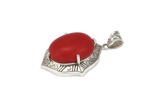 Серебряный кулон с кораллом 54499 купить в магазине Самоцветы мира