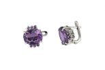 Серьги из серебра с аметистом овал 10х12 мм 6 кругов 2 мм 54509