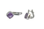 Серьги из серебра с аметистом квадрат 8х8 мм 54518
