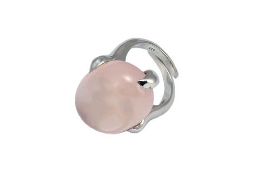 Кольцо из серебра 925 пробы с розовым кварцем.