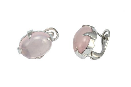 Серьги из серебра 925 пробы с розовым кварцем.