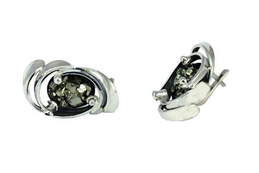 Серьги из серебра 925 пробы с пиритом.