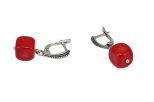 Серьги из серебра с кораллом красным кубик 9х9 мм 54625