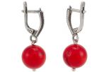 Серьги из серебра с кораллом красным шар 12 мм 54628