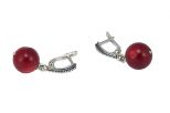 Серьги из серебра с кораллом красным шар 12 мм 54628