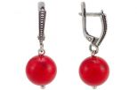 Серьги из серебра с кораллом красным шар 12 мм 54628