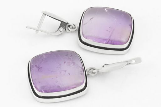 Серебряные серьги с аметистом 54754 купить в магазине Самоцветы мира