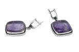 Серьги из серебра с аметистом квадрат 17х22 мм 54754