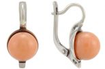 Серьги из серебра с кораллом розовым чаша шар 9 мм 55170