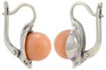 Серьги из серебра с кораллом розовым чаша шар 9 мм 55170