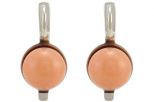 Серьги из серебра с кораллом розовым чаша шар 9 мм 55170