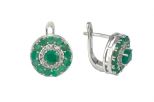 Серьги из серебра с изумрудом и фианитами круг 5 мм 55185