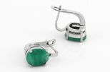 Серьги из серебра с изумрудом овал 8х10 мм 55187
