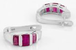 Серьги из серебра с рубином 3 прямоугольника 3х5 мм 55227