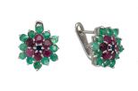 Серьги из серебра с изумрудом, рубином, сапфиром 19 кругов 3 мм 55261