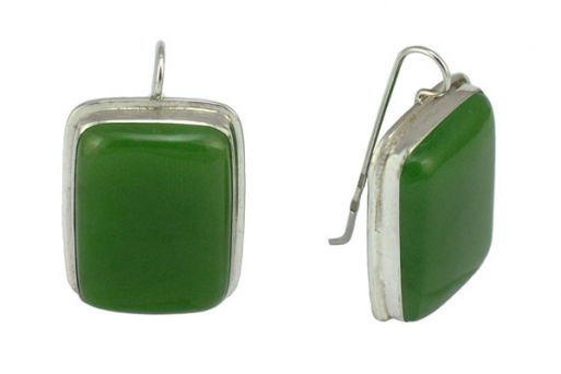 Серьги из серебра 925 пробы с нефритом.