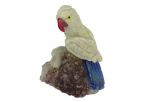 Фигурка попугай из офиокальцита у гнезда. Вес 100-150 гр.