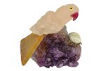 Фигурка попугай из розового кварца с гнездом. Вес 100-130 гр.