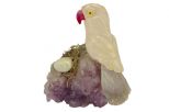 Фигурка попугай из розового кварца с гнездом. Вес 100-130 гр.