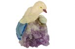 Фигурка сойка из розового кварца с гнездом. Вес 100-130 гр.