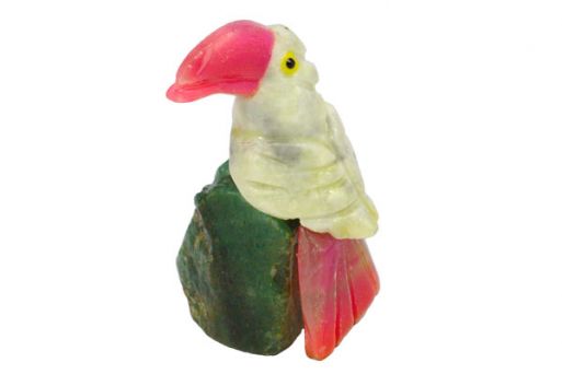 Фигурка тукан микро из офиокальцита. 