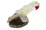 Фигурка Попугай из горного хрусталя на агате. Вес 30-50 гр.