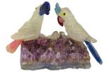 Фигурка 2 птицы микро из горного хрусталя на аметисте. Вес 50-110 гр.