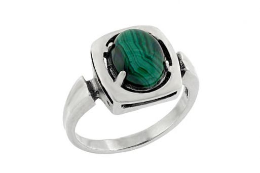 Серебряное кольцо с малахитом 56081 купить в магазине Самоцветы мира