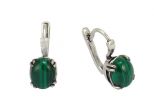 Серьги из серебра с малахитом паук овал 8х10 мм 56083