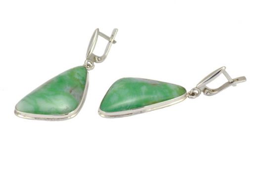 Серьги из серебра 925 пробы с хризопразом.