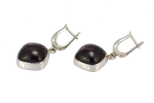 Серьги из серебра 925 пробы с диопсидом.