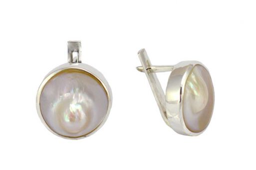 Серьги из серебра 925 пробы с жемчужницей.