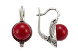 Серьги из серебра с кораллом красным шар 10 мм чаша 56186