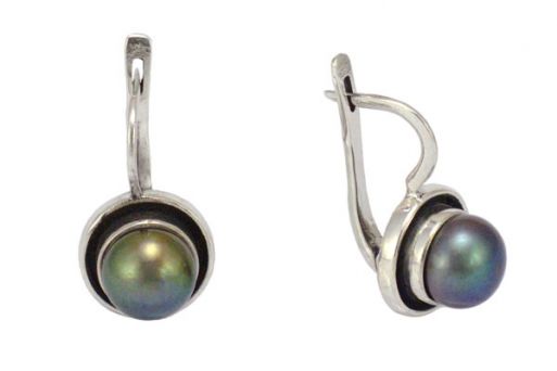 Серьги из серебра 925 пробы с жемчугом.